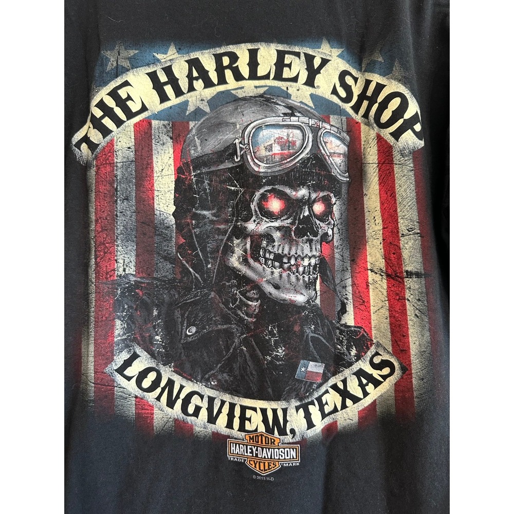 Harley Davidson Forever Shirt Mens Medium Black Skull 2013 Longview Texas Tee